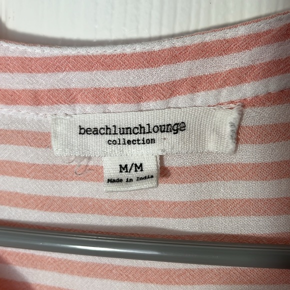 Beach Lunch Lounge rayon pink white striped sleeveless vneck pullover pocket Med - Picture 3 of 12
